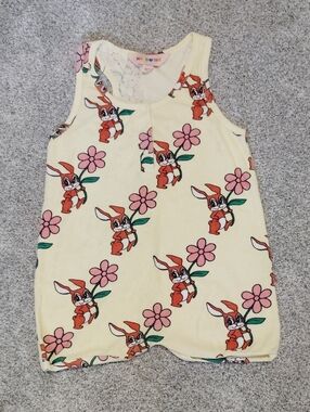 Hugo Loves Tiki Cream Bunny & Flower Print Terry Romper for Kids